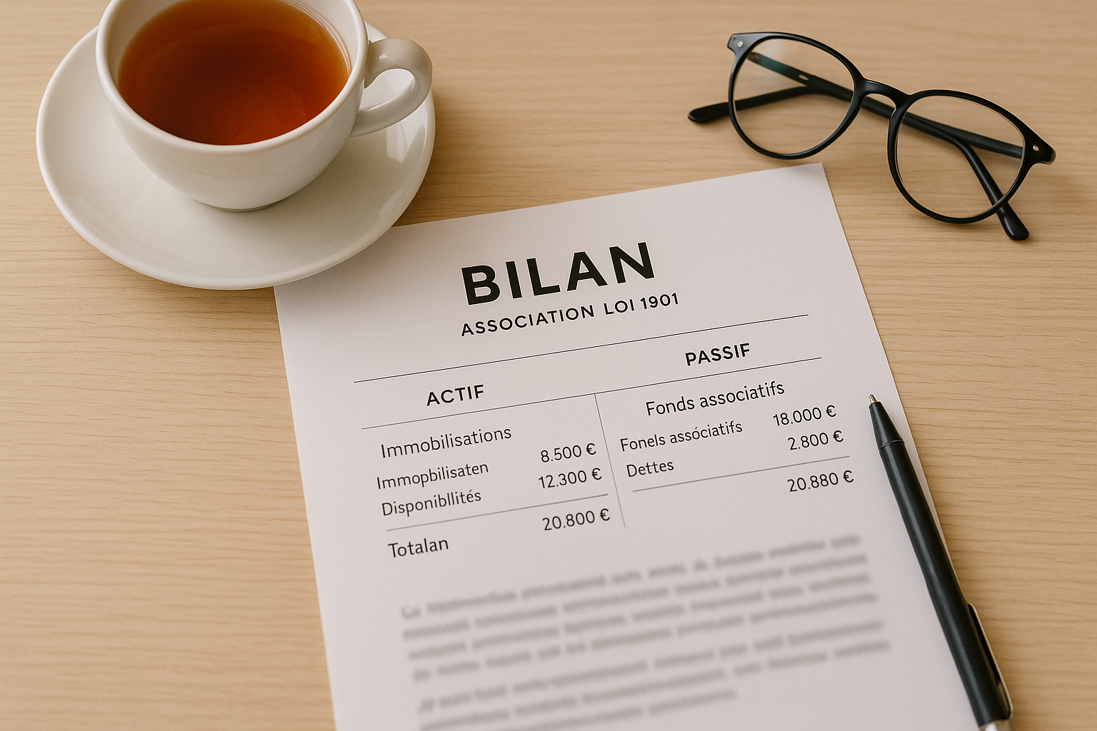 Aperçu — Exemple de bilan comptable d’association (loi 1901) rempli