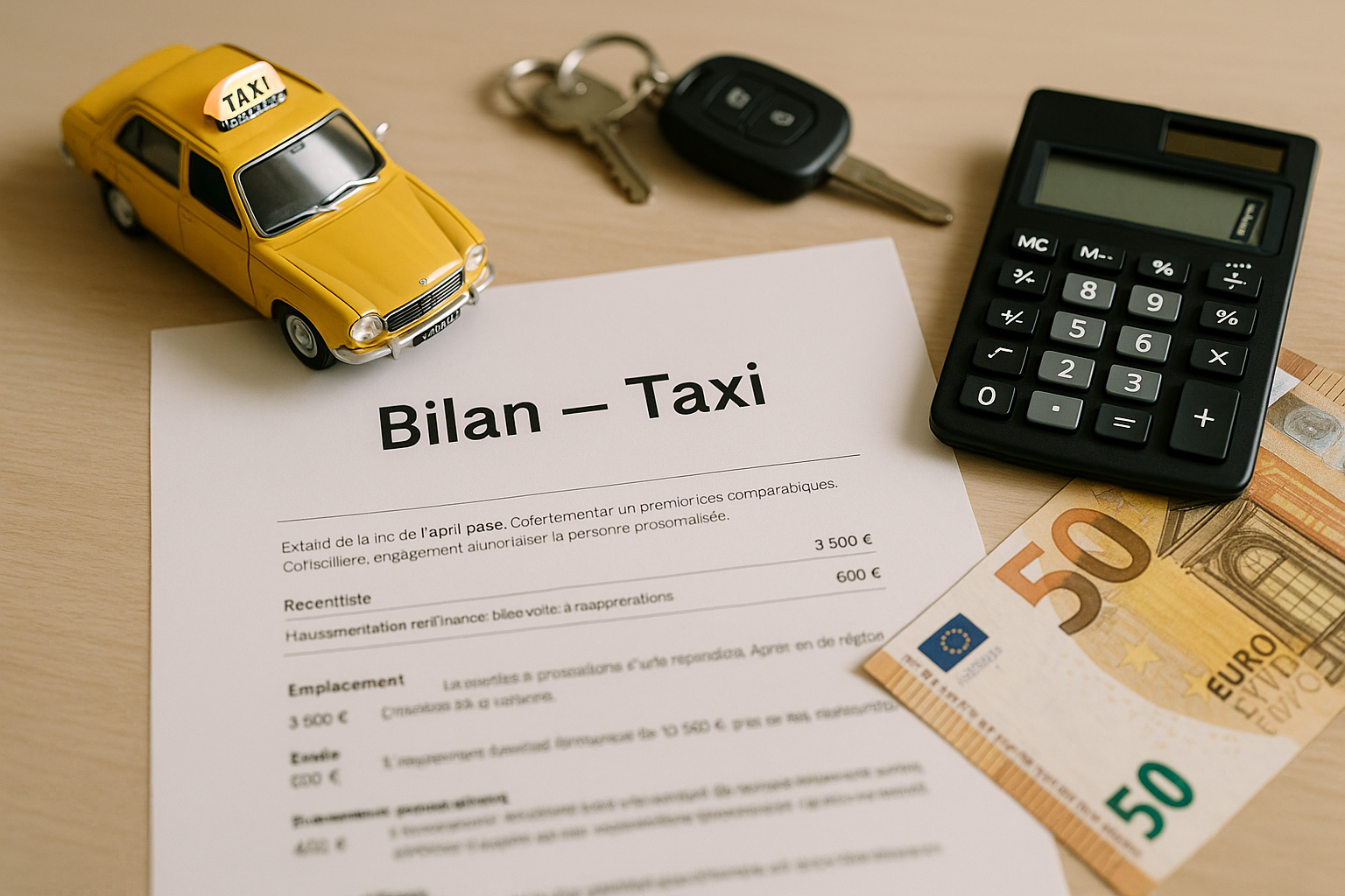 Aperçu — Exemple de bilan comptable d’un taxi (licence, véhicule)