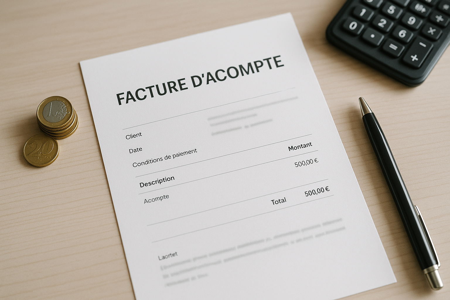 Aperçu — Facture d'acompte : modèle, mentions et fonctionnement