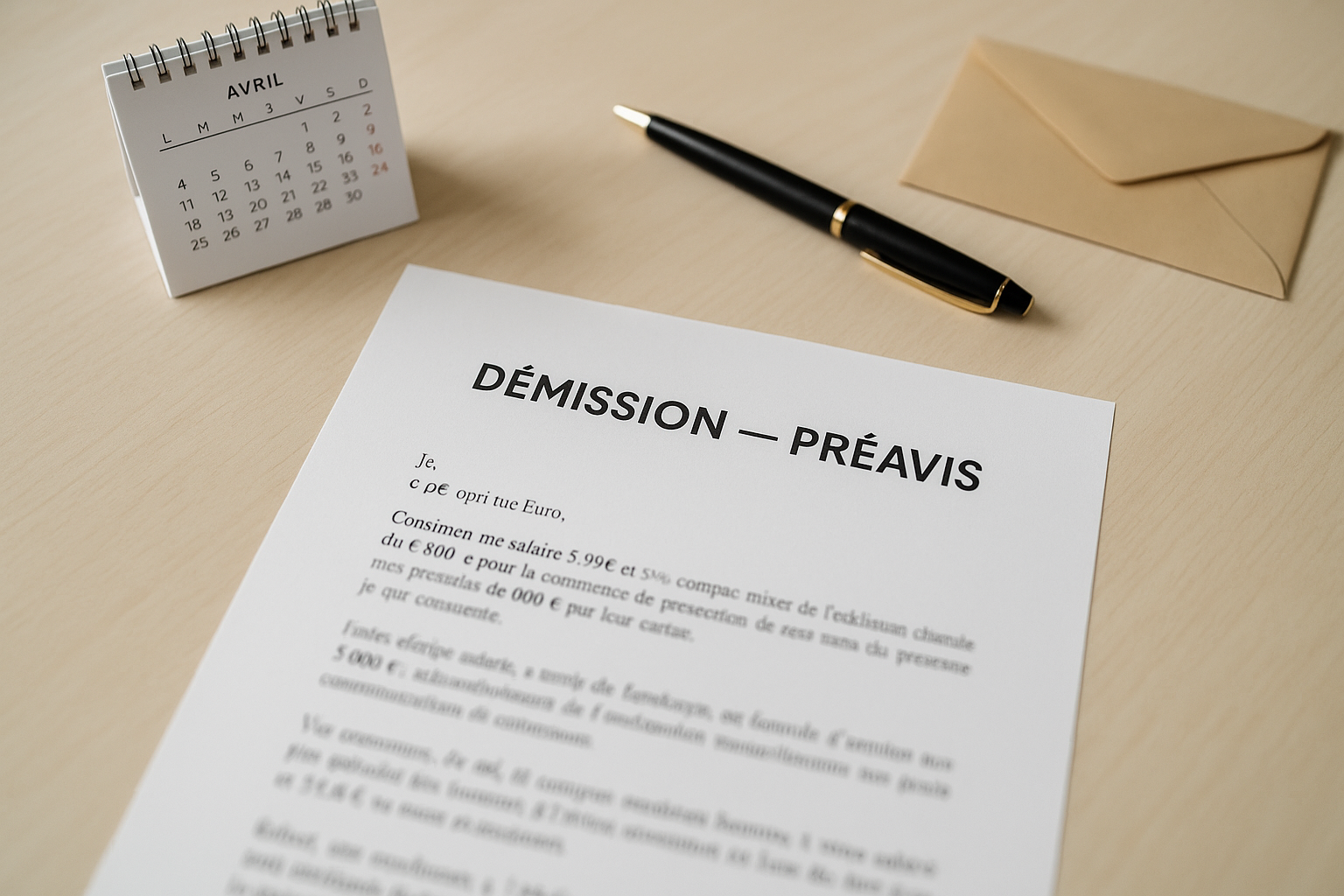 Aperçu — Modèle de lettre de démission avec préavis (exemple)
