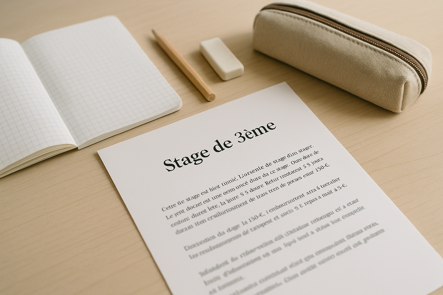 Aperçu — Modèle de lettre de motivation pour un stage de 3ème