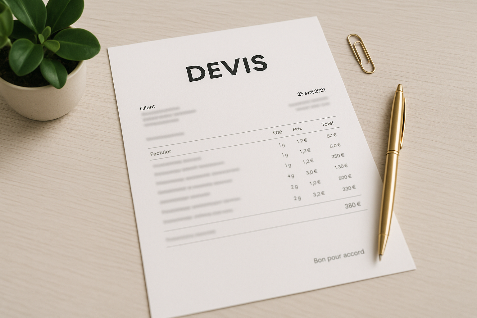 Aperçu — Modèle de devis gratuit (Word, Excel)