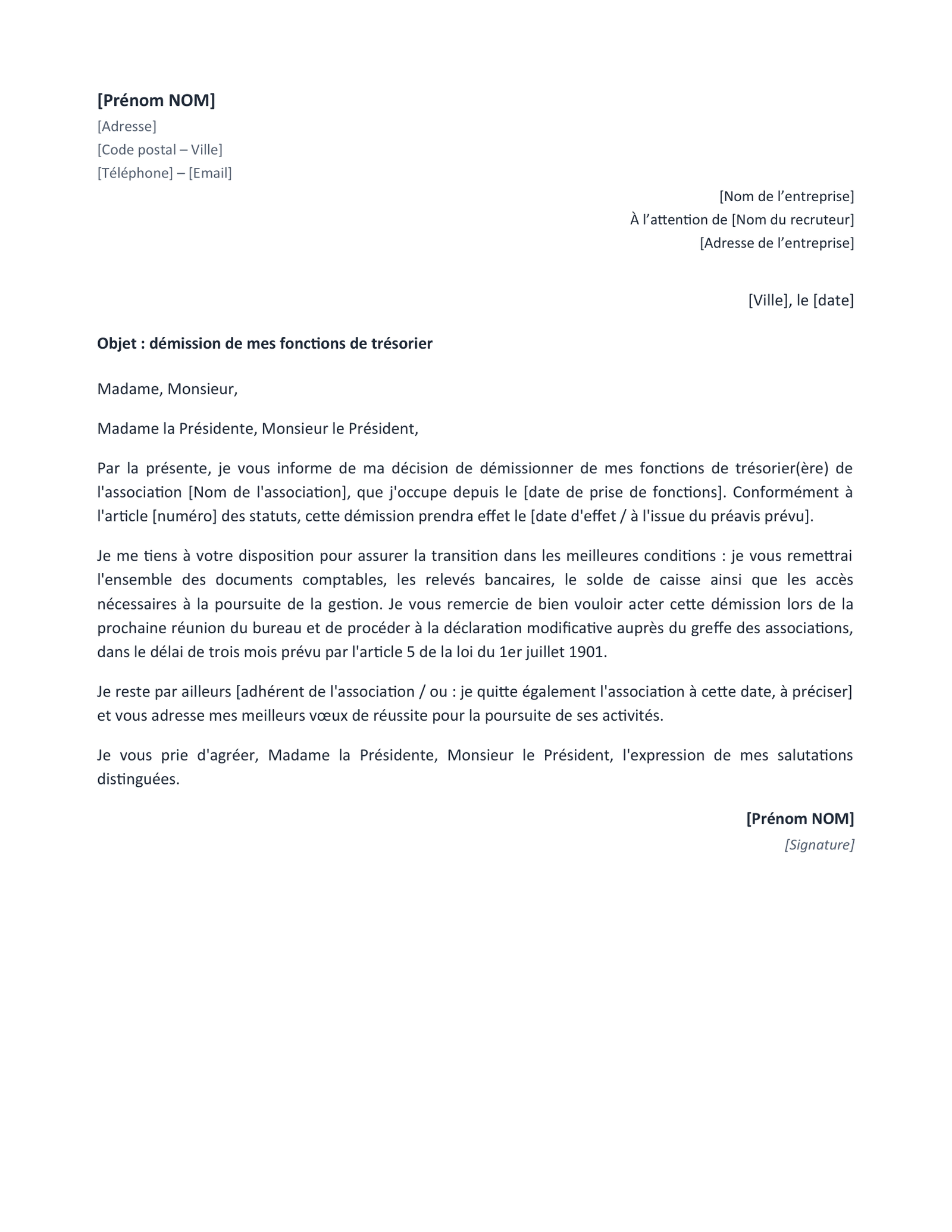 Aperçu — Démission d’une association (Word)