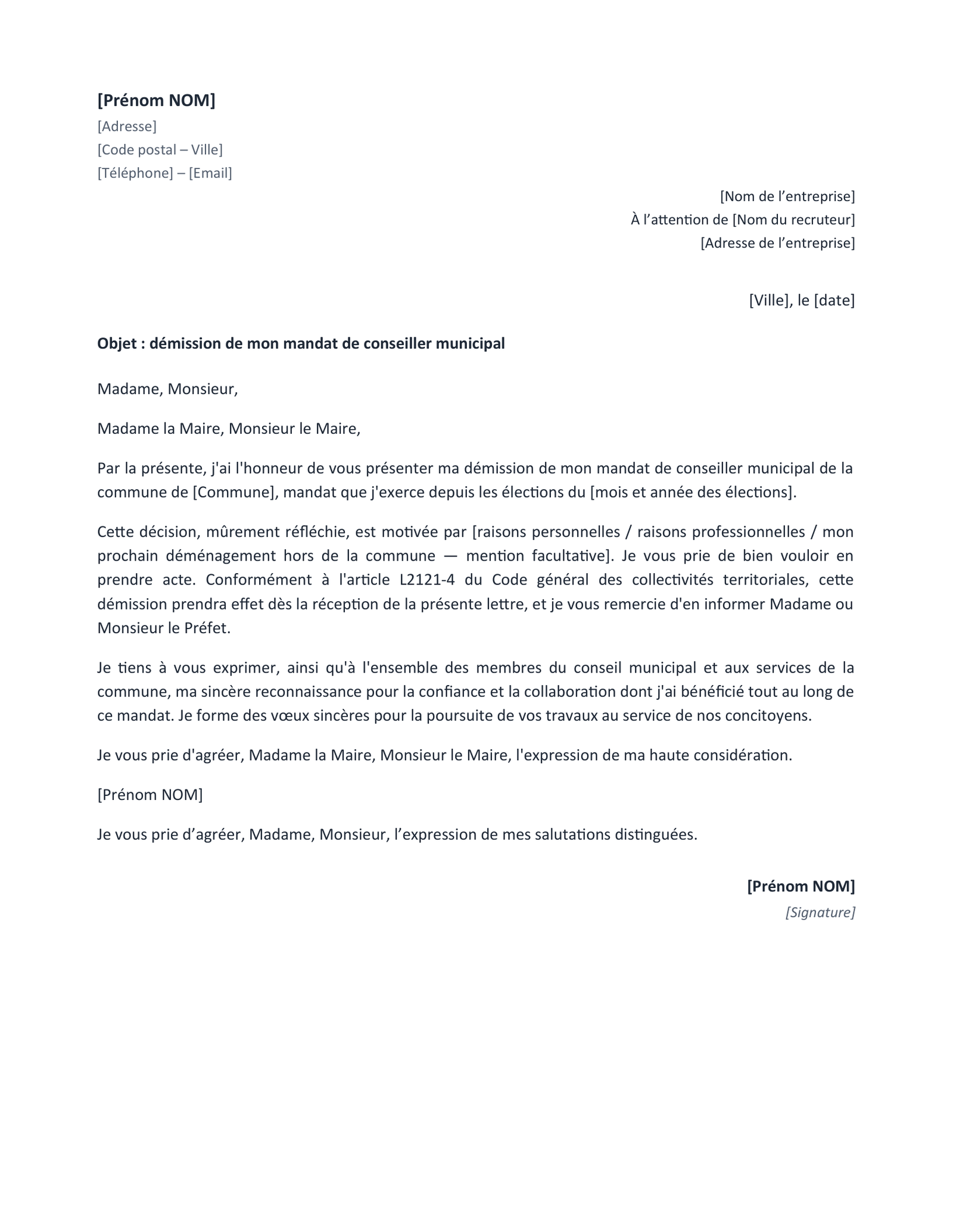 Aperçu — Démission du conseil municipal (Word)
