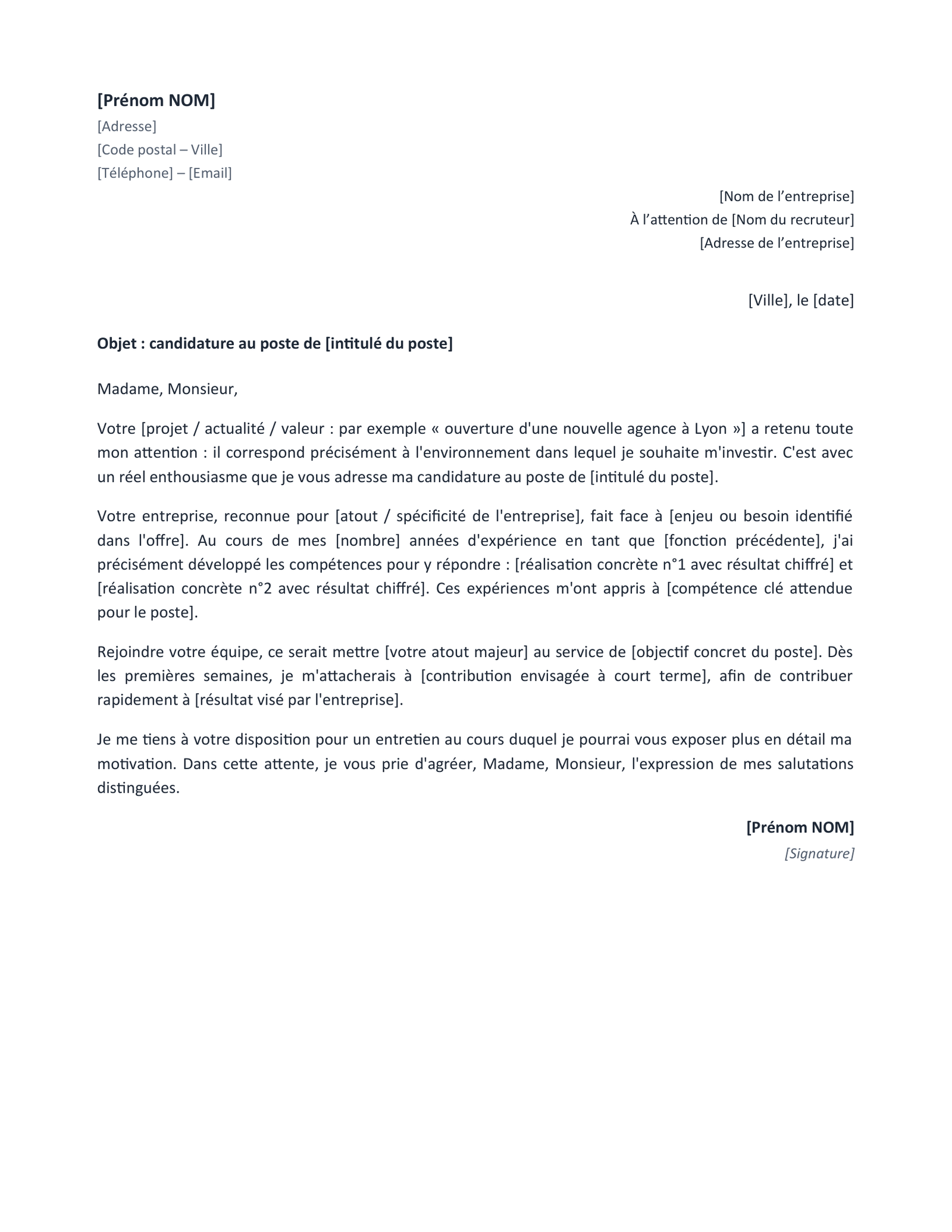 Aperçu — Modèle de lettre de motivation (Word)