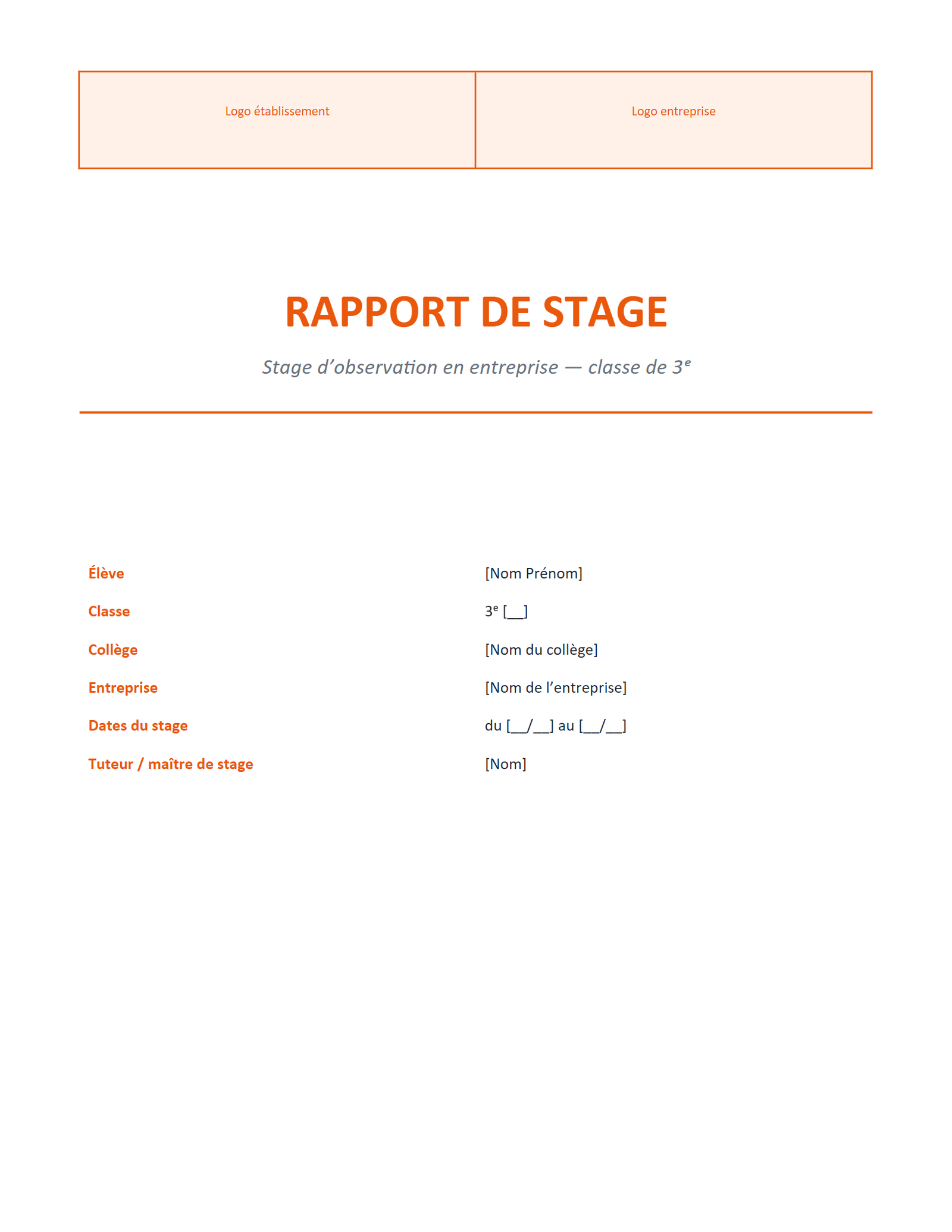 Aperçu — Rapport de stage de 3ᵉ