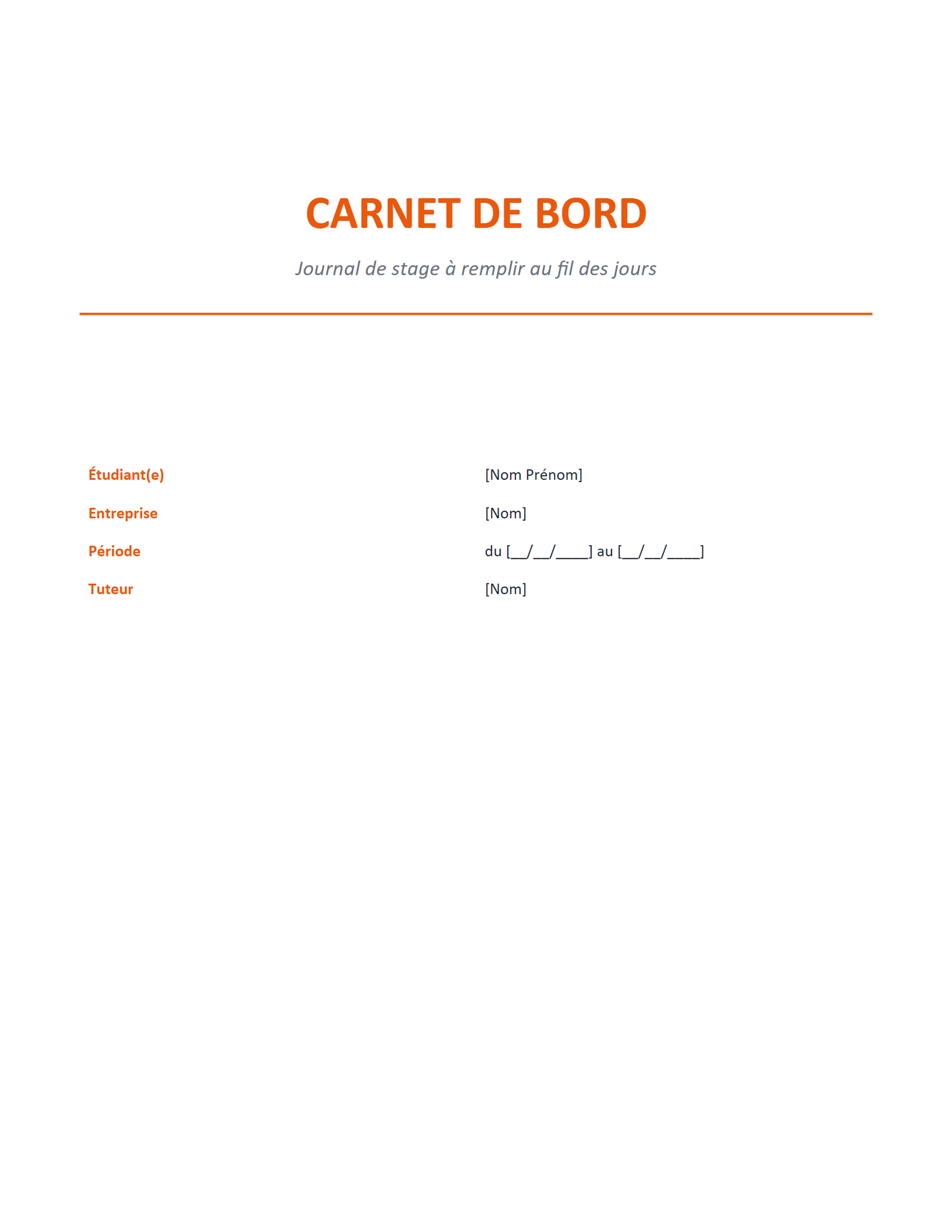 Aperçu — Carnet de bord de stage