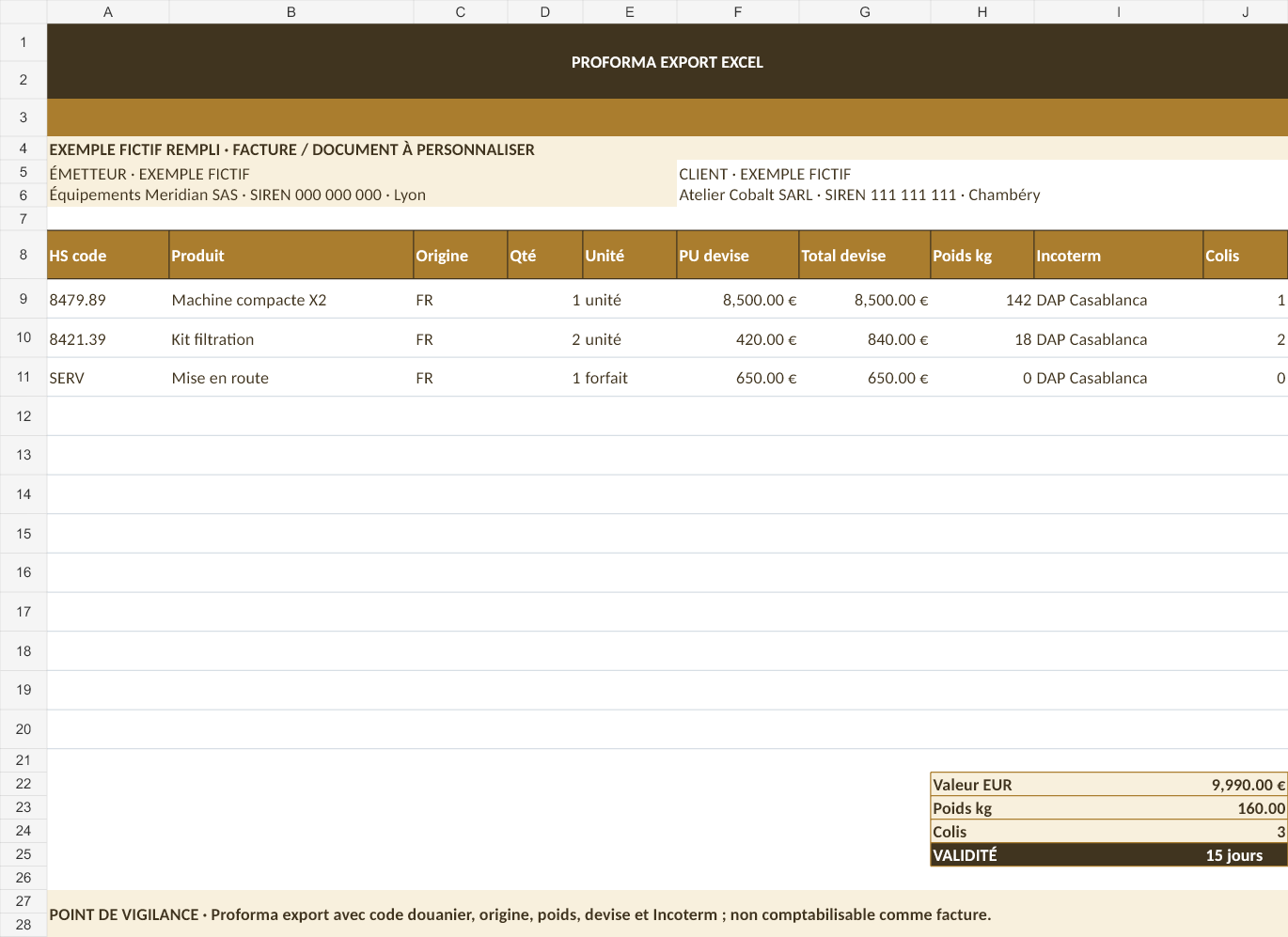 Aperçu — Proforma export Excel