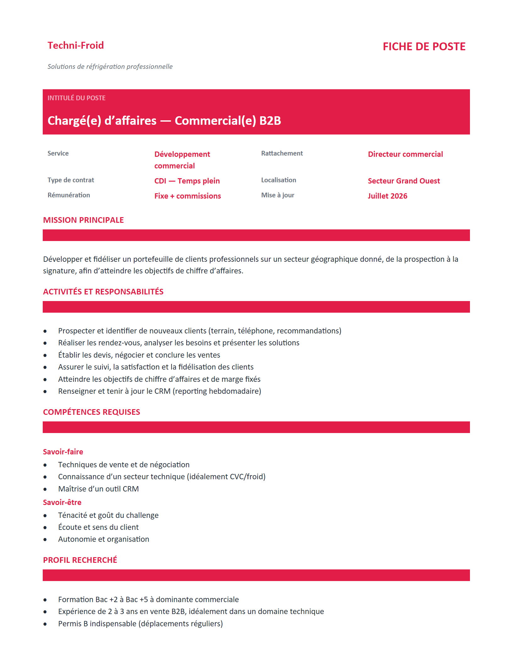 Aperçu — Fiche de poste — commercial terrain (B2B)
