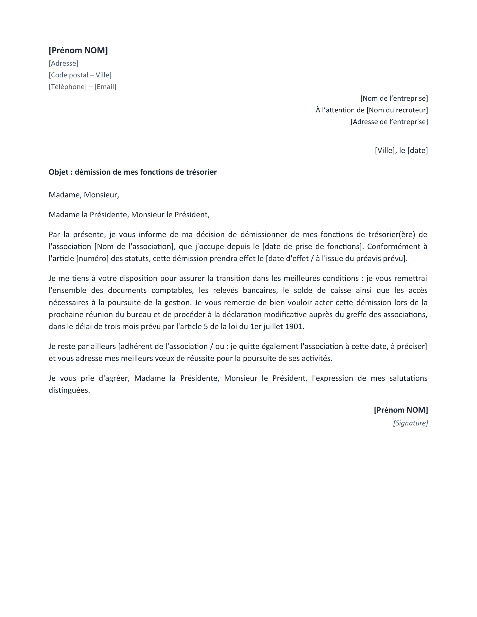 Aperçu — Démission d’une association (Word)