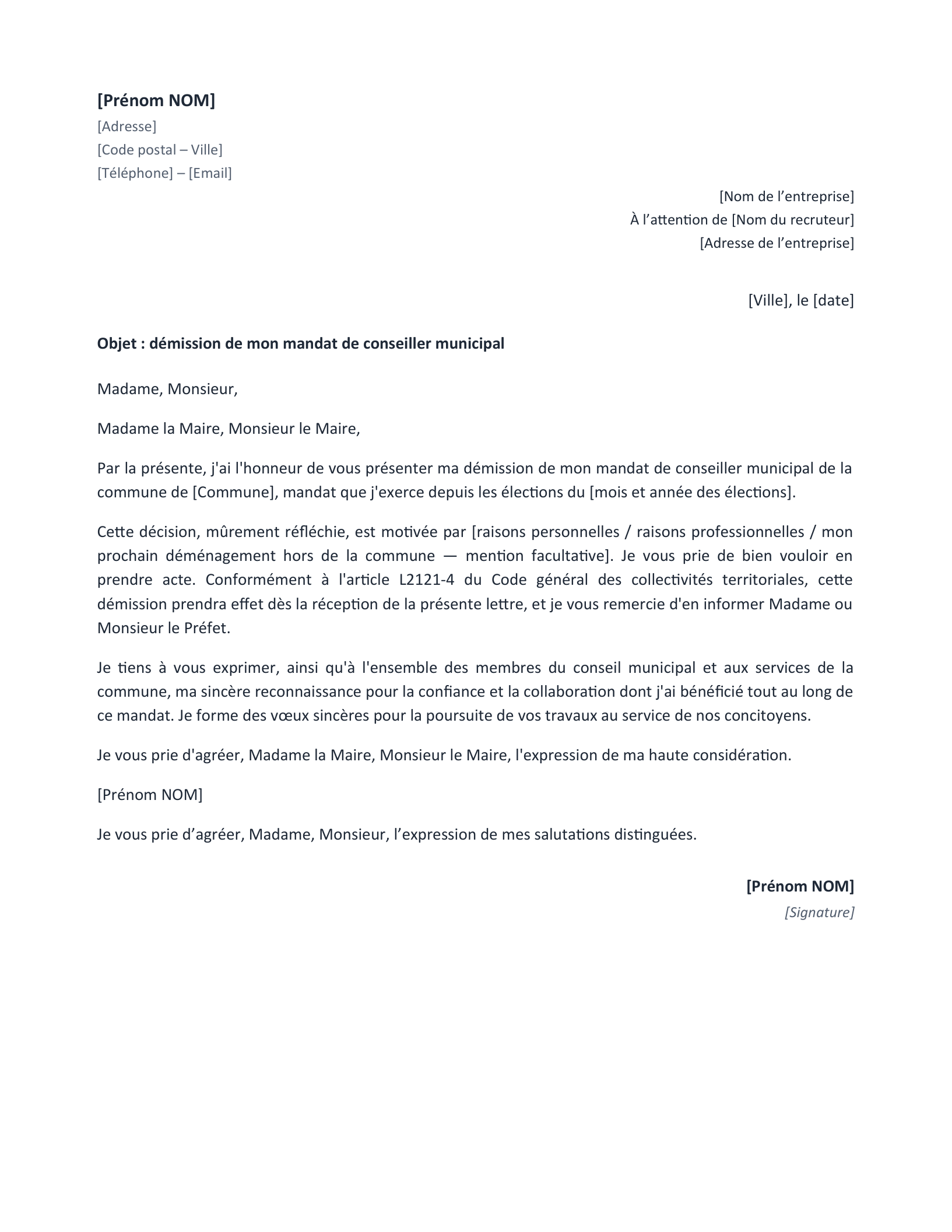 Aperçu — Démission du conseil municipal (Word)