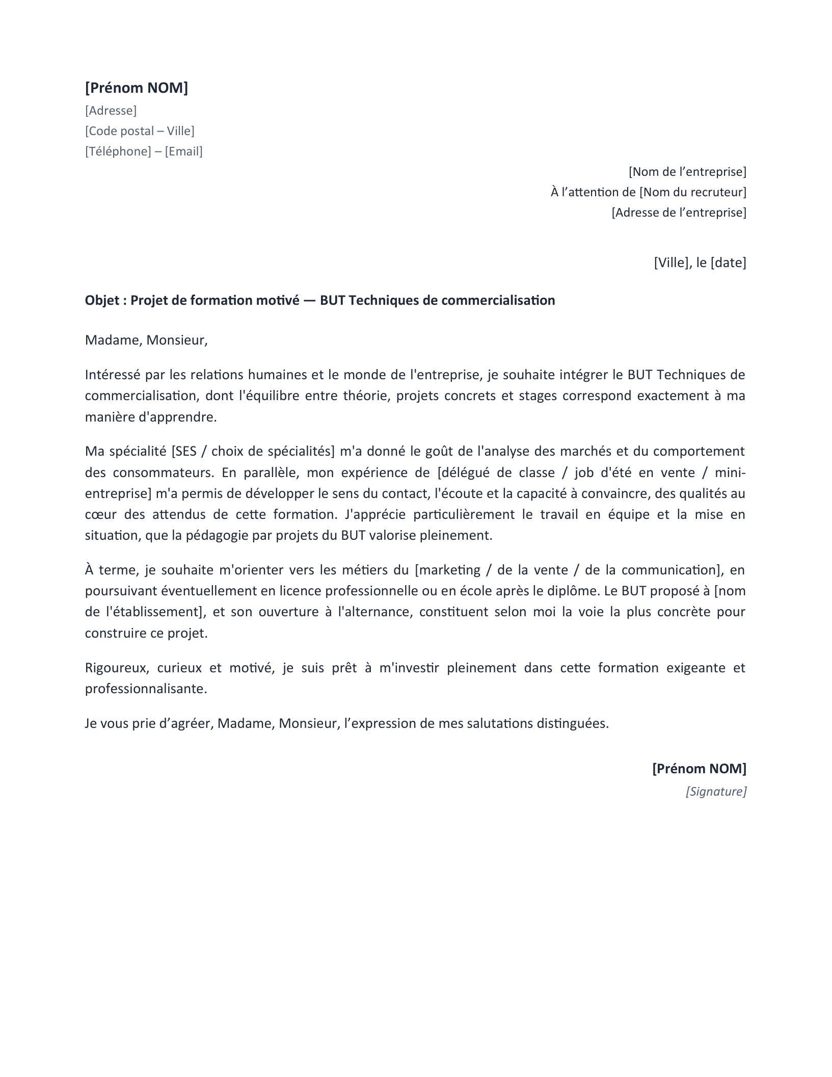 Aperçu — Projet de formation motivé Parcoursup (Word)