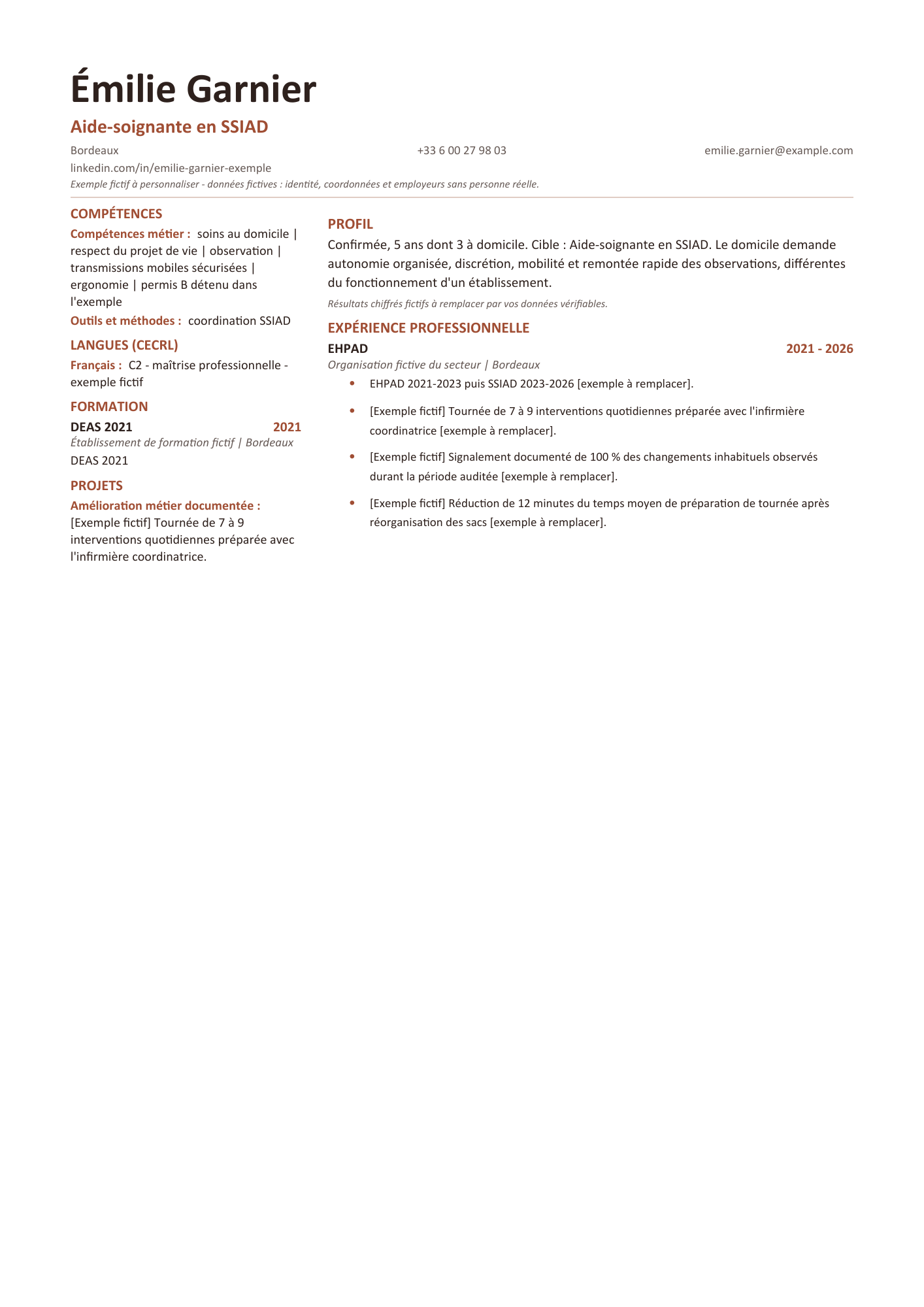 Aperçu — CV — Aide-soignante en SSIAD