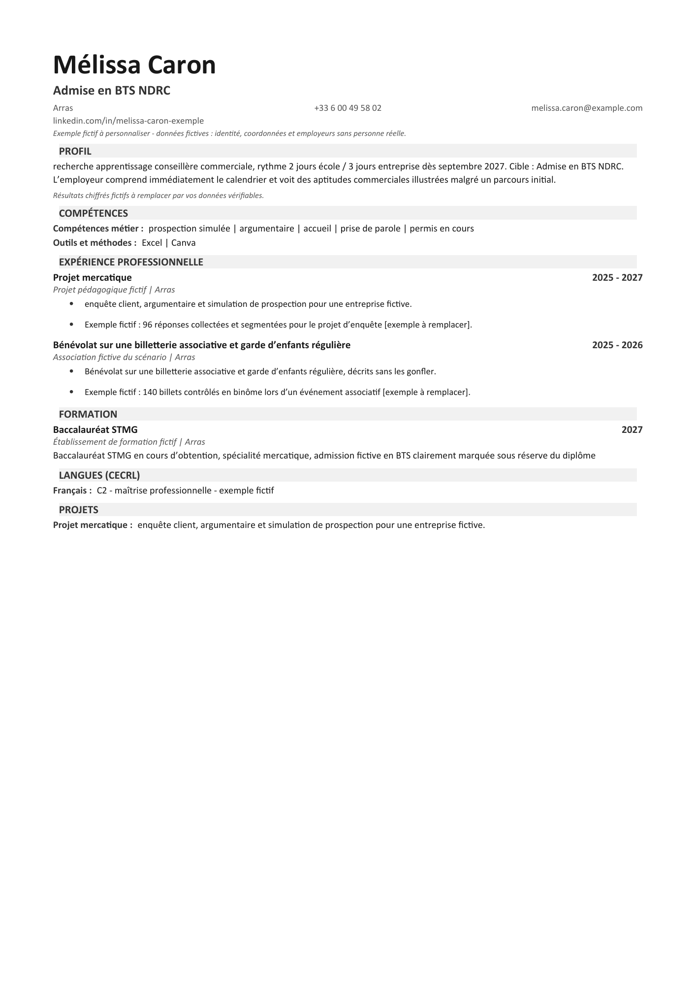 Aperçu — CV alternance — BTS NDRC