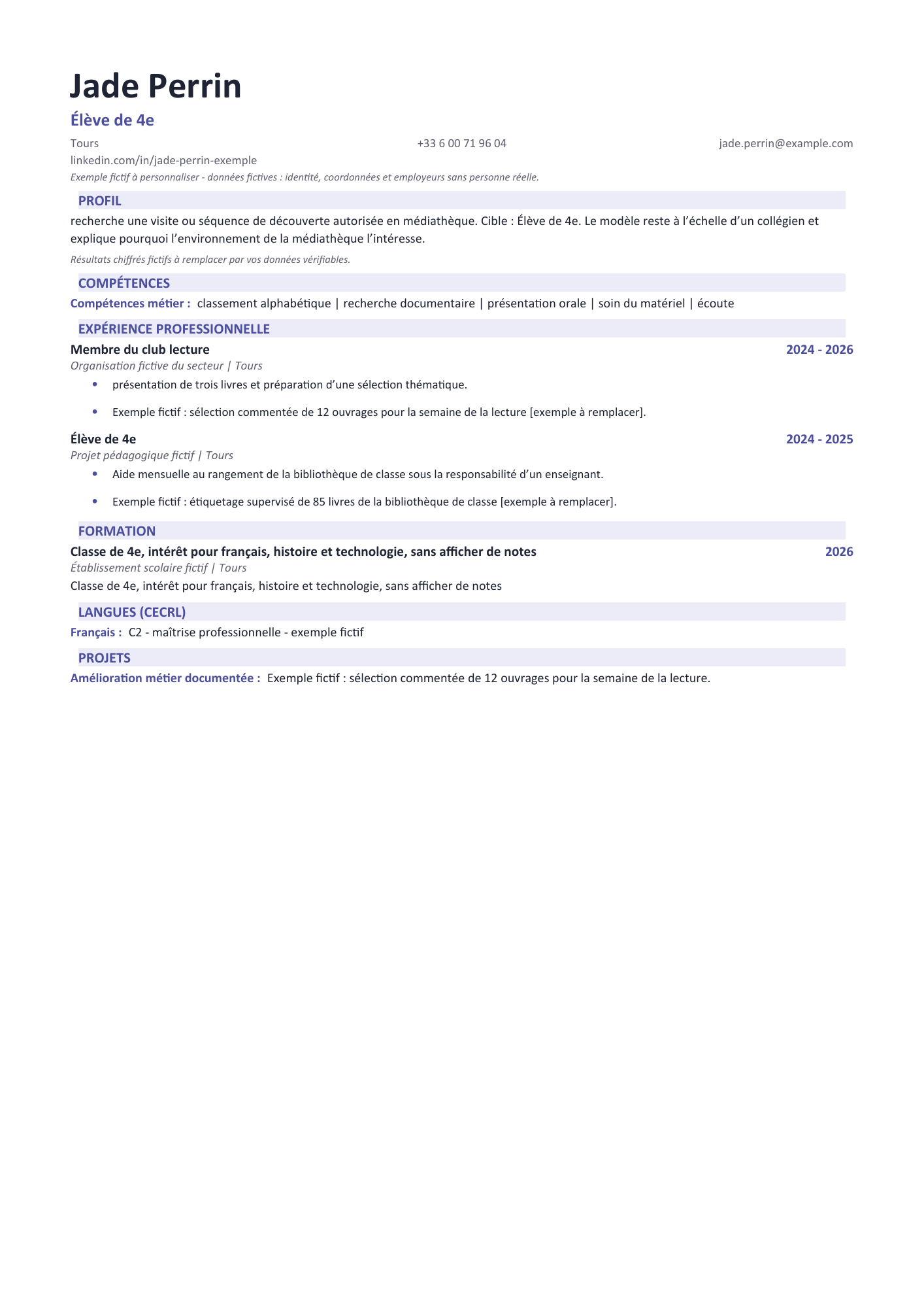 Aperçu — Premier CV — découverte en médiathèque