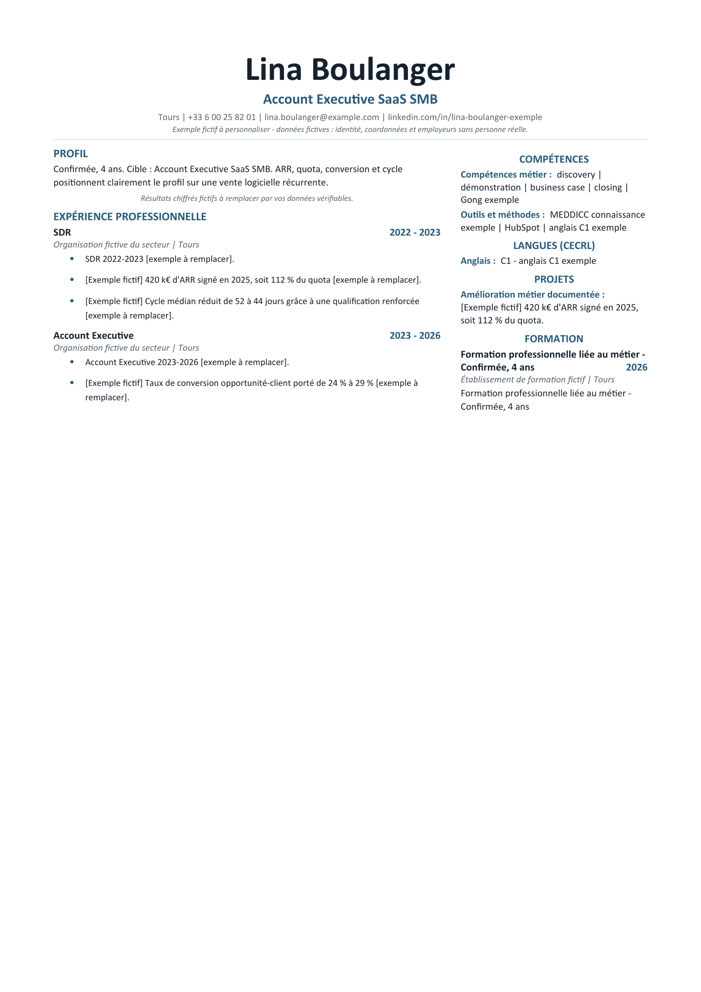 Aperçu — CV — Account Executive SaaS SMB