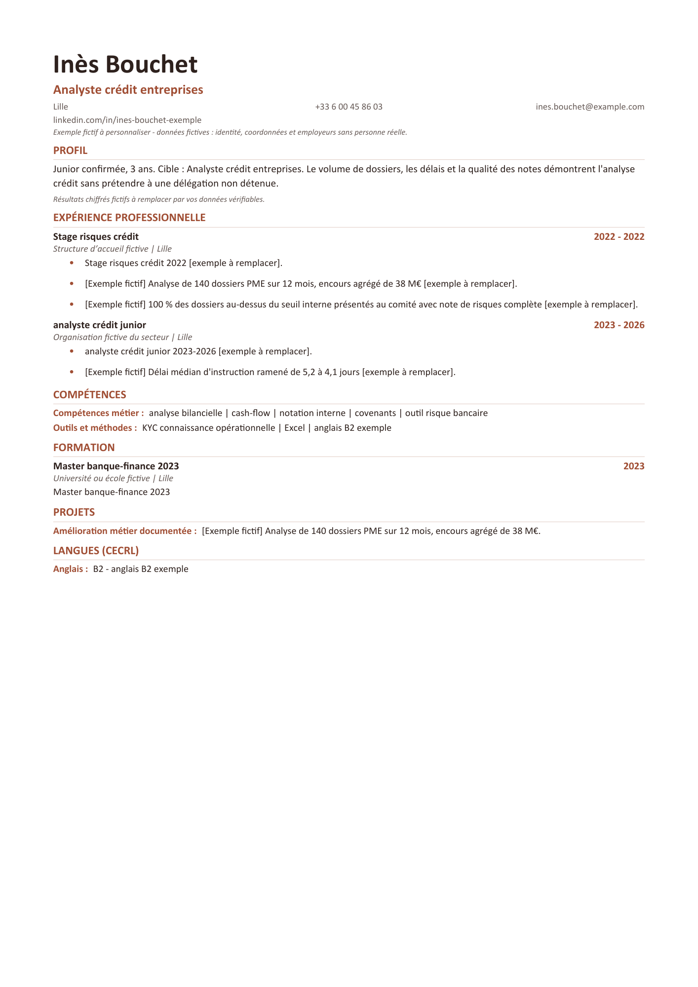 Aperçu — CV — Analyste crédit entreprises