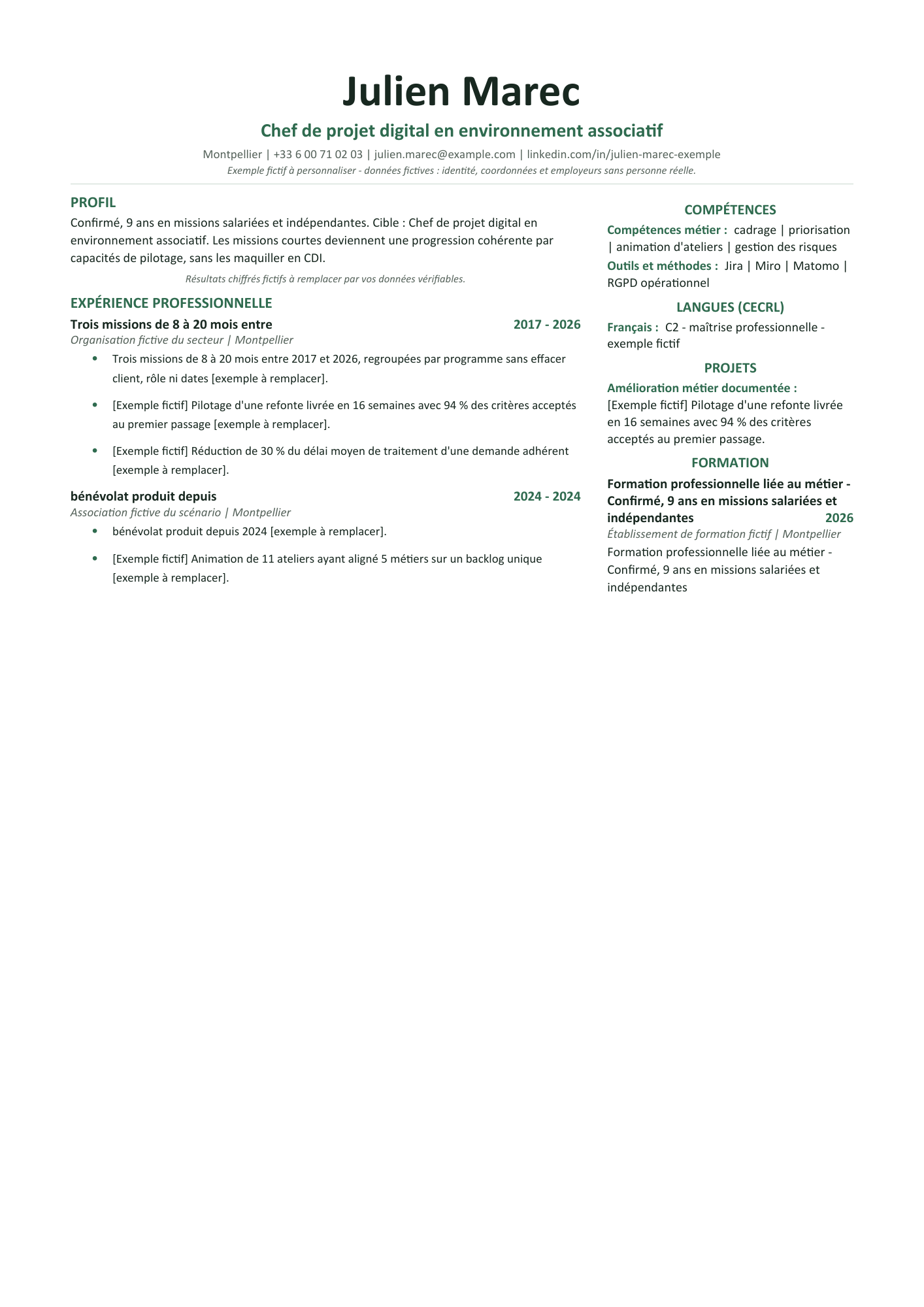Aperçu — CV — Chef de projet digital en environnement associatif