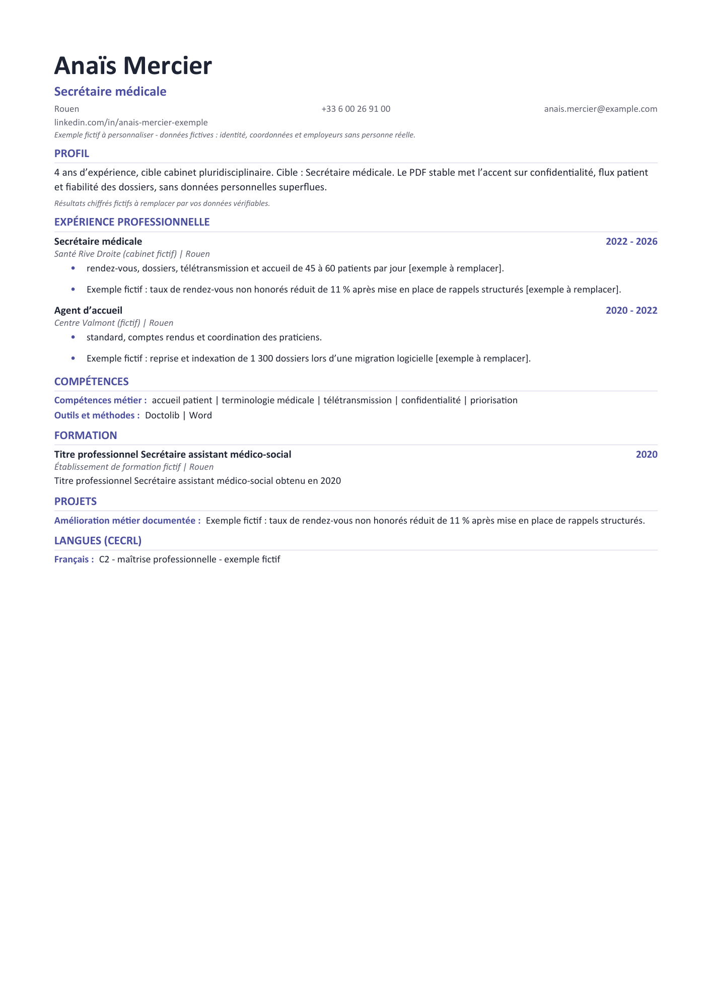 Aperçu — PDF simple — secrétaire médicale