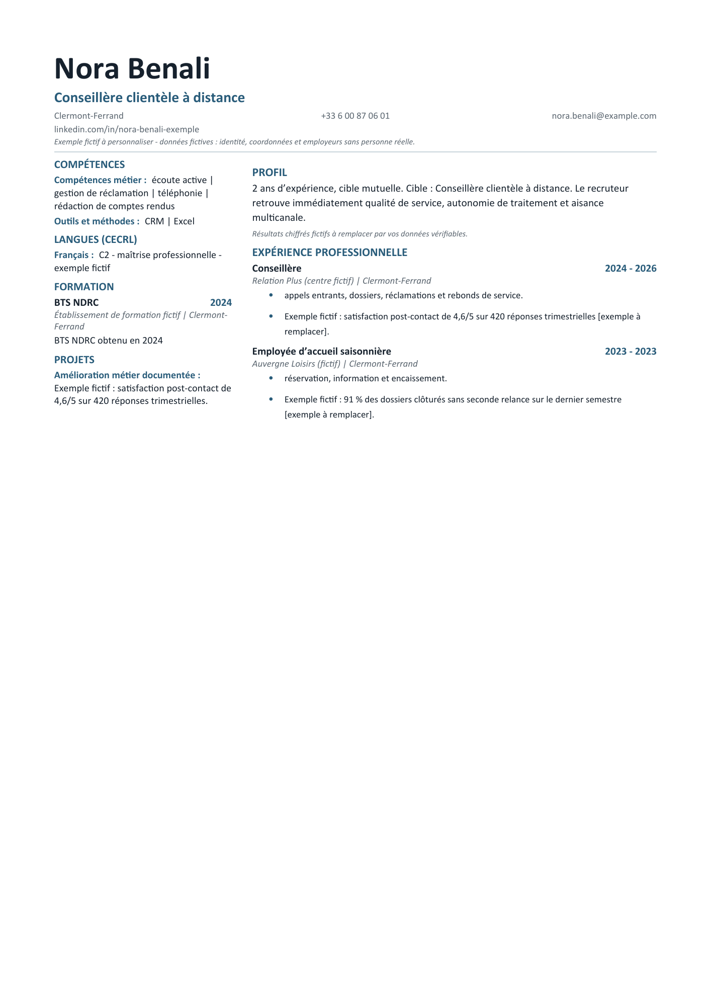 Aperçu — PDF simple — conseillère clientèle