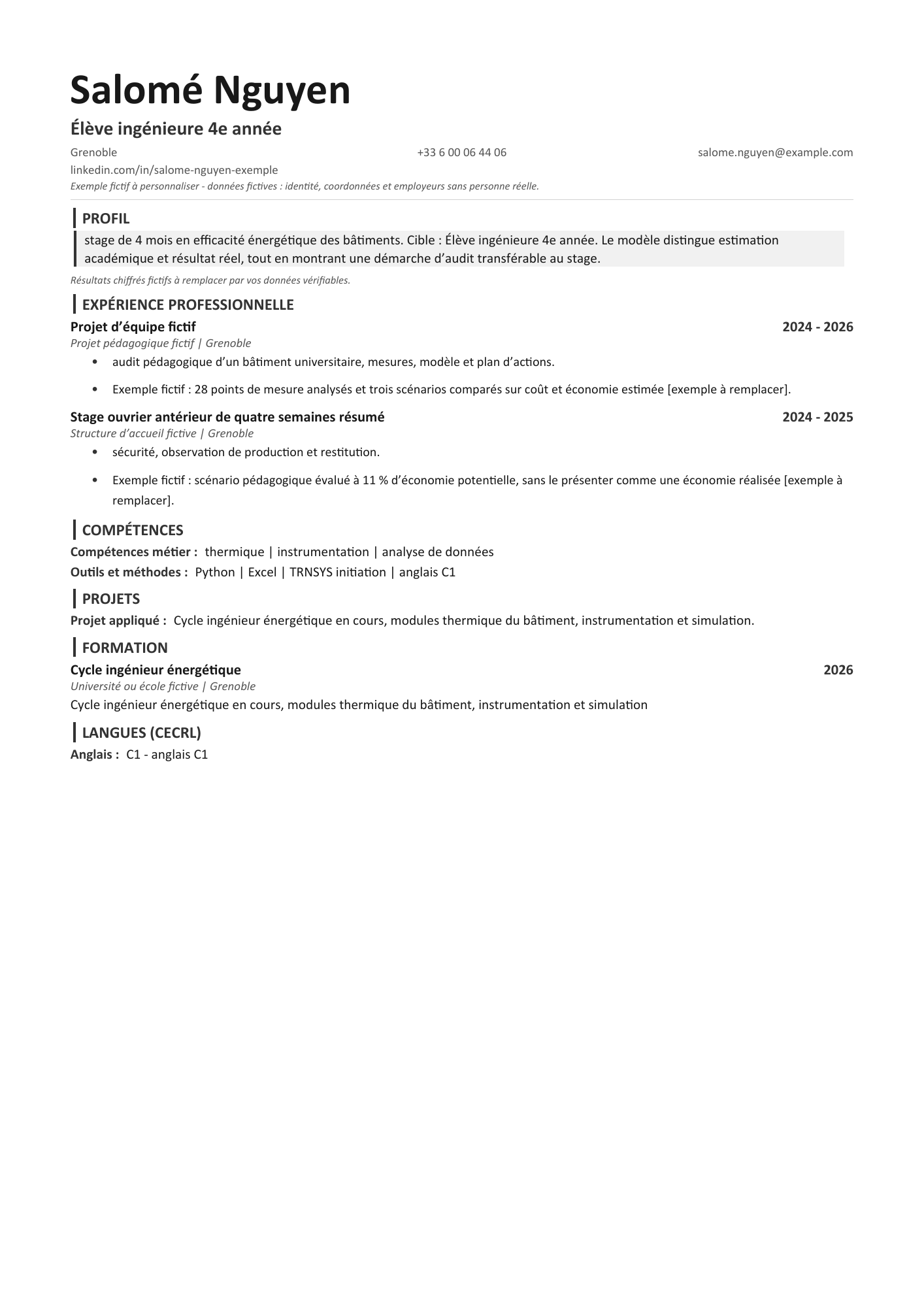 Aperçu — CV stage — ingénieure efficacité énergétique