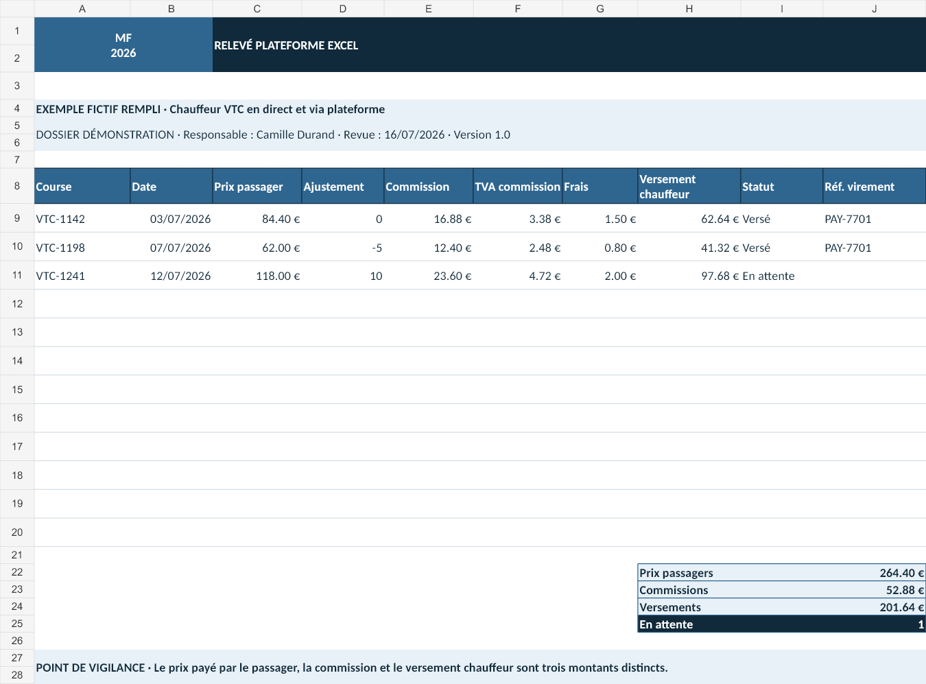 Aperçu — Relevé plateforme Excel