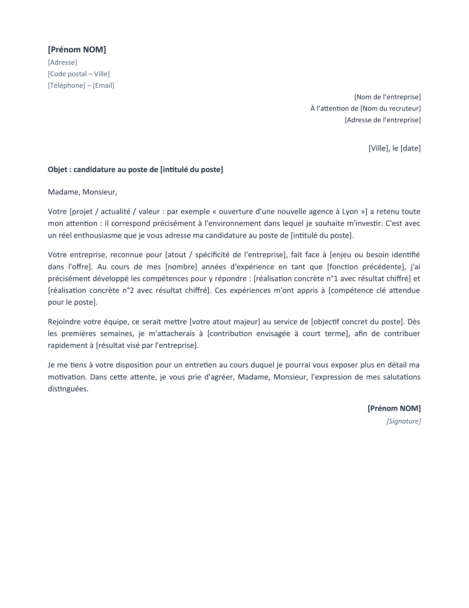 Aperçu — Modèle de lettre de motivation (Word)