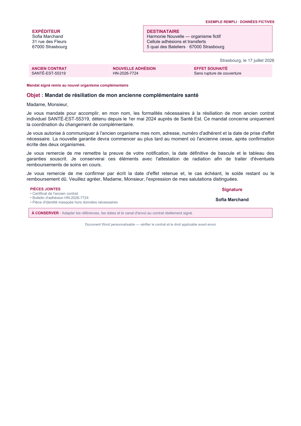 Aperçu — Mandat au nouvel organisme pour organiser la résiliation
