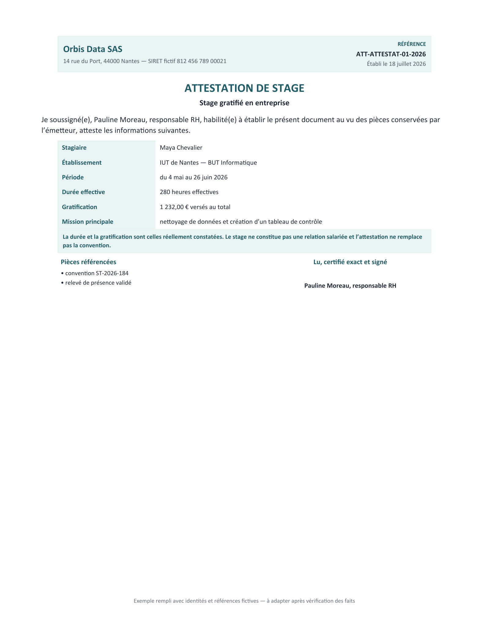 Aperçu — Stage gratifié en entreprise
