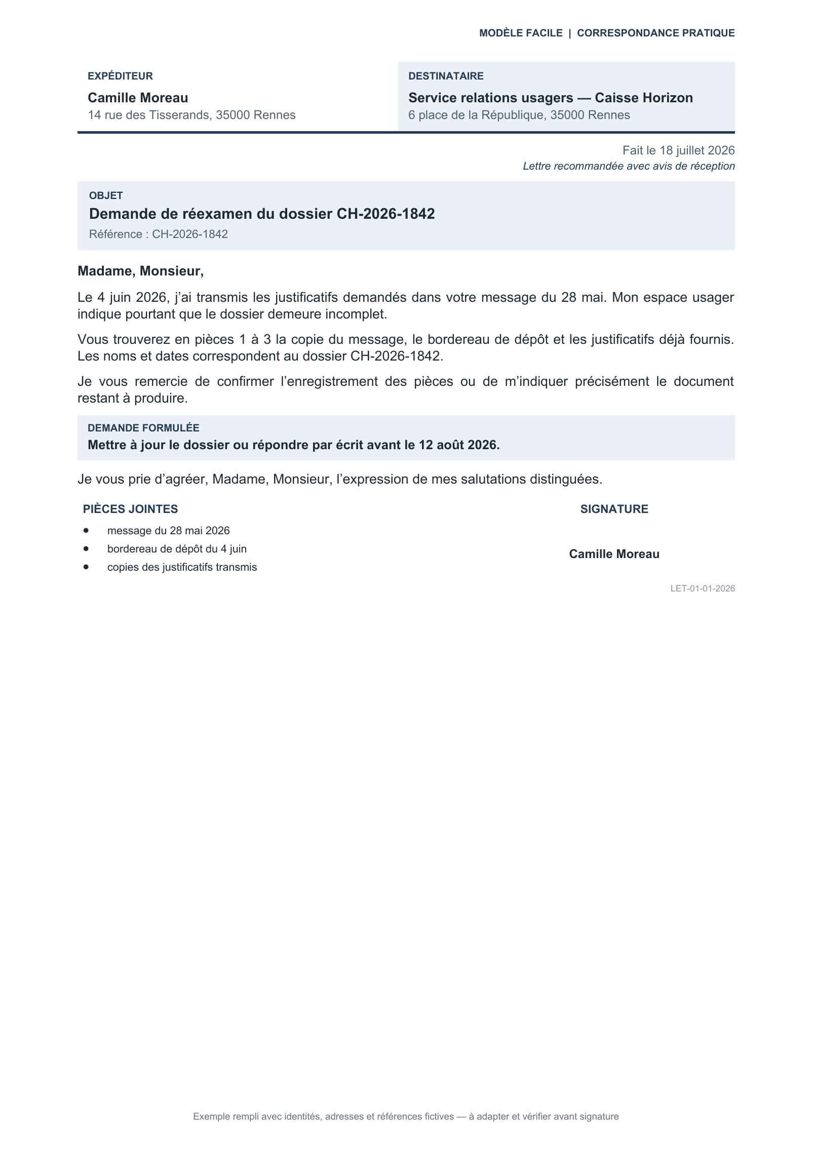 Aperçu — Courrier administratif avec suivi de dossier