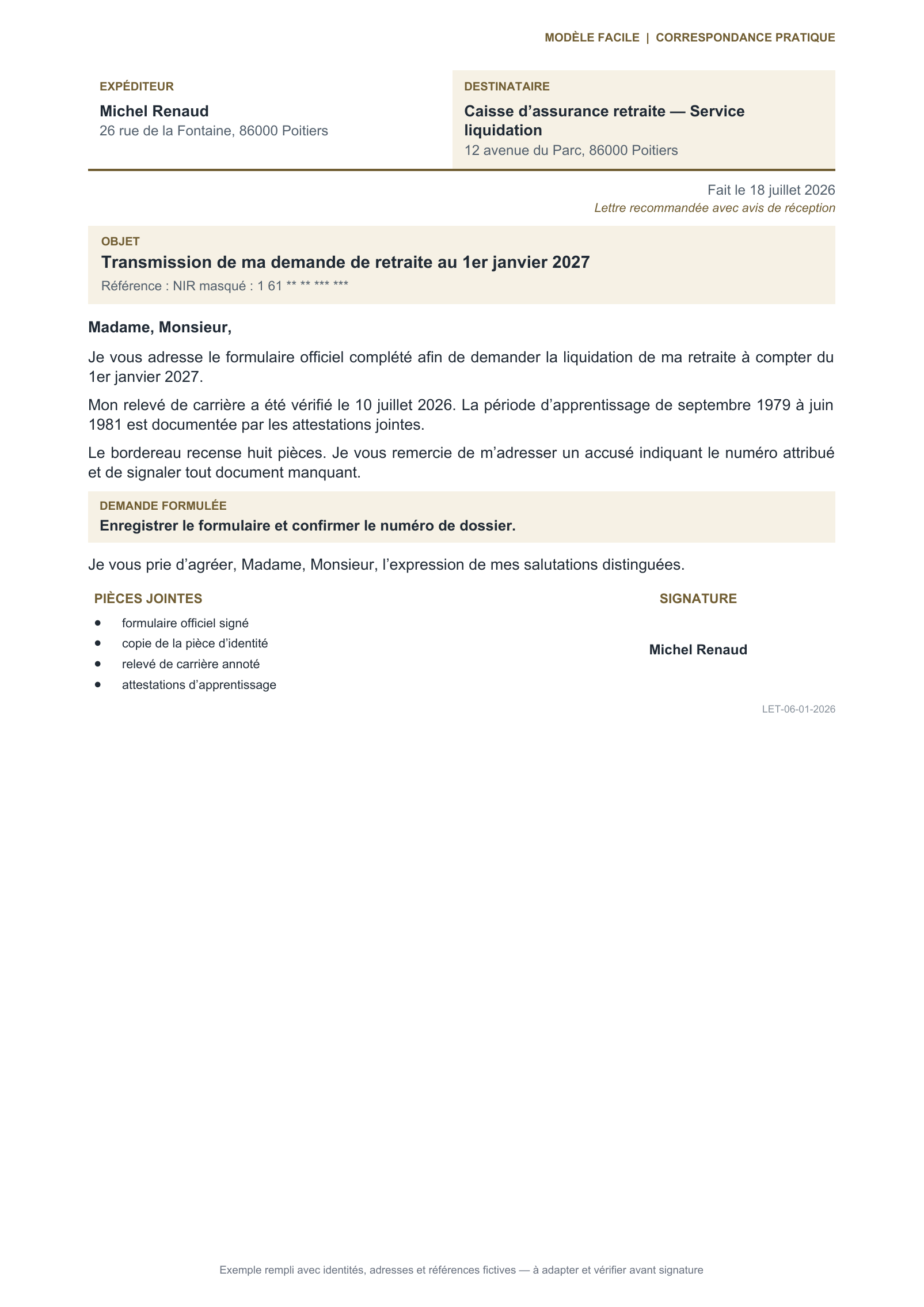 Aperçu — Accompagnement d’une demande papier