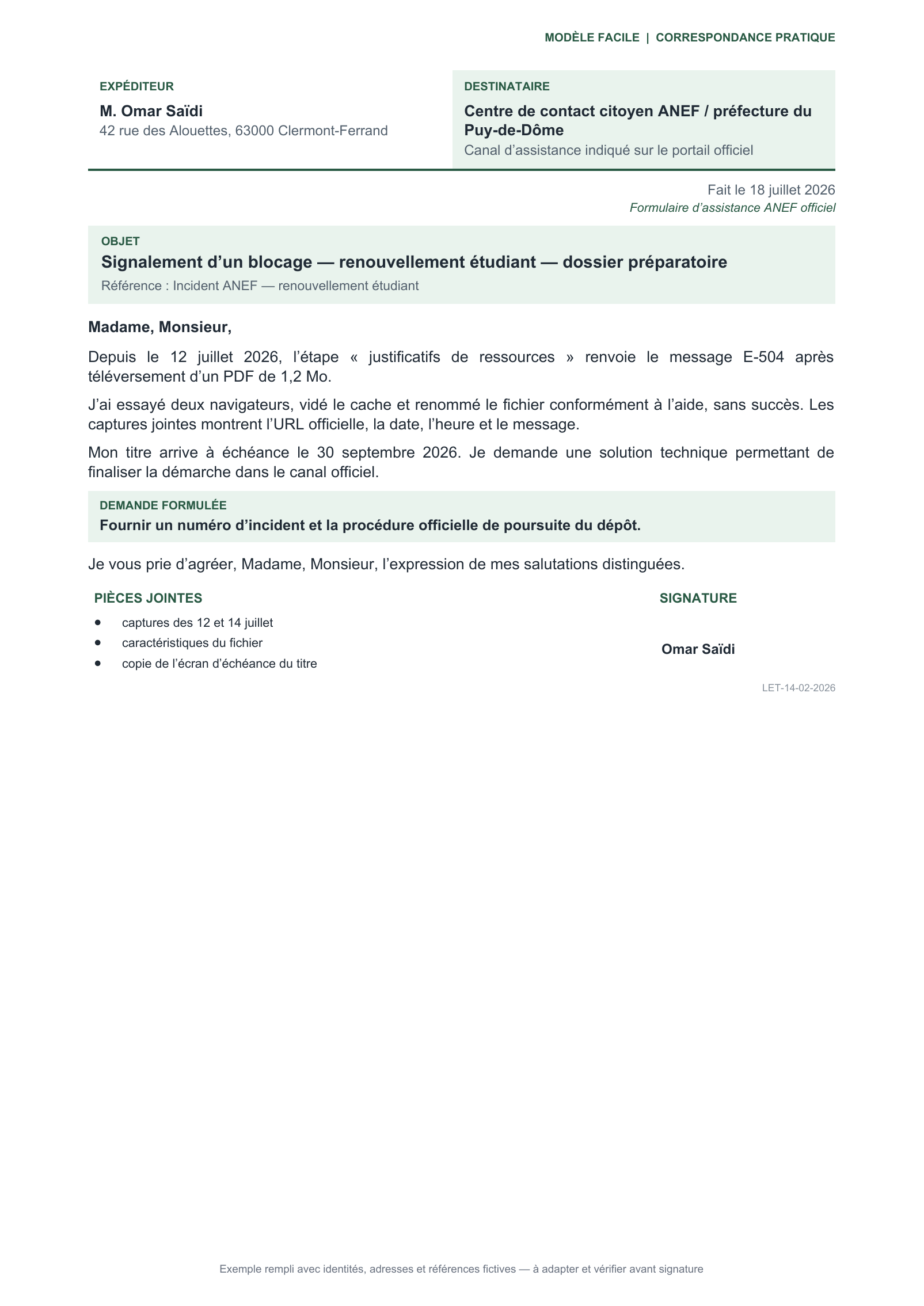 Aperçu — Incident technique empêchant le dépôt