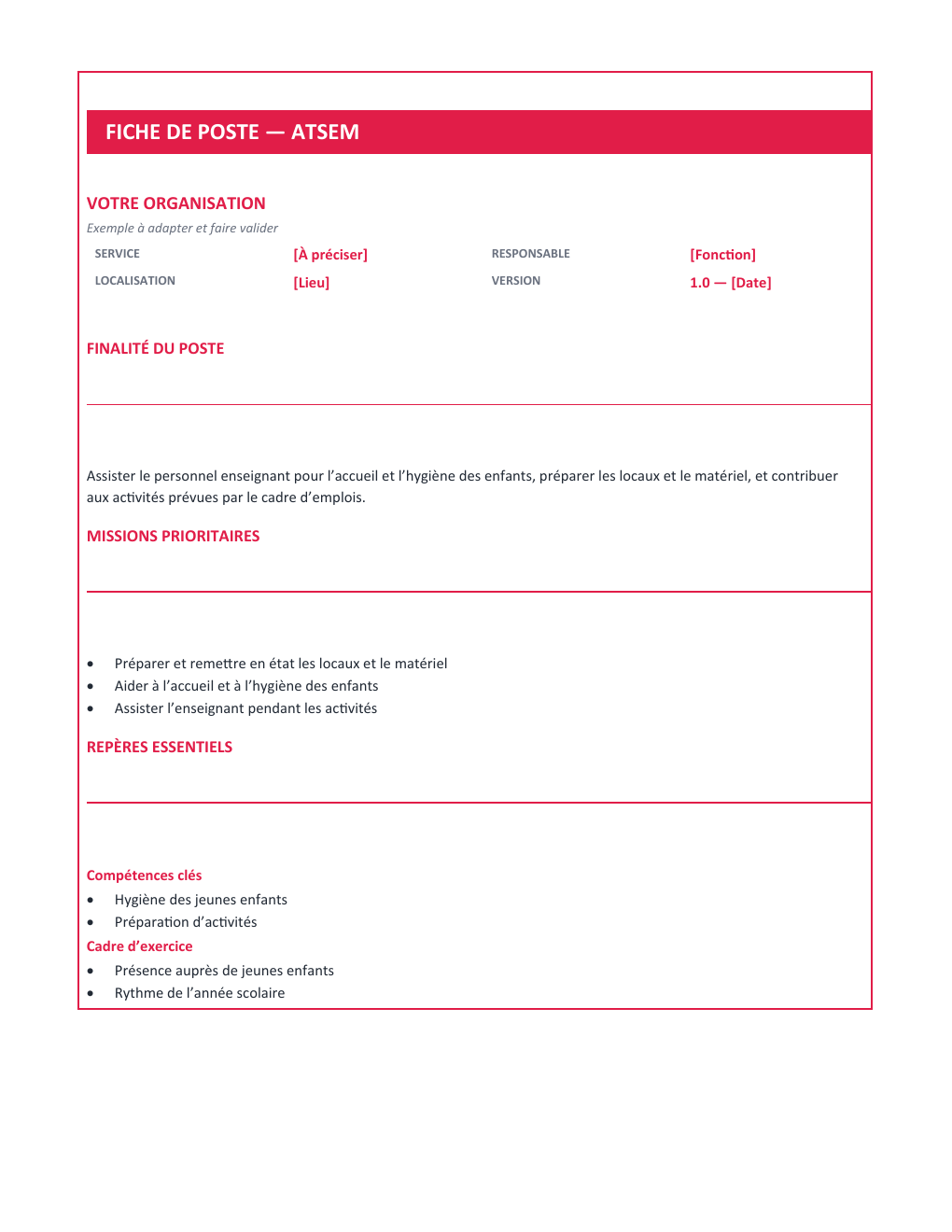 Aperçu — Fiche de poste ATSEM — version Compacte