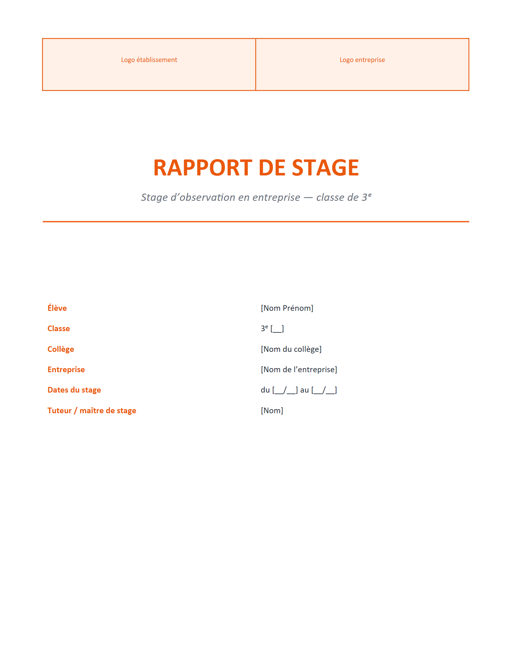 Aperçu — Rapport de stage de 3ᵉ
