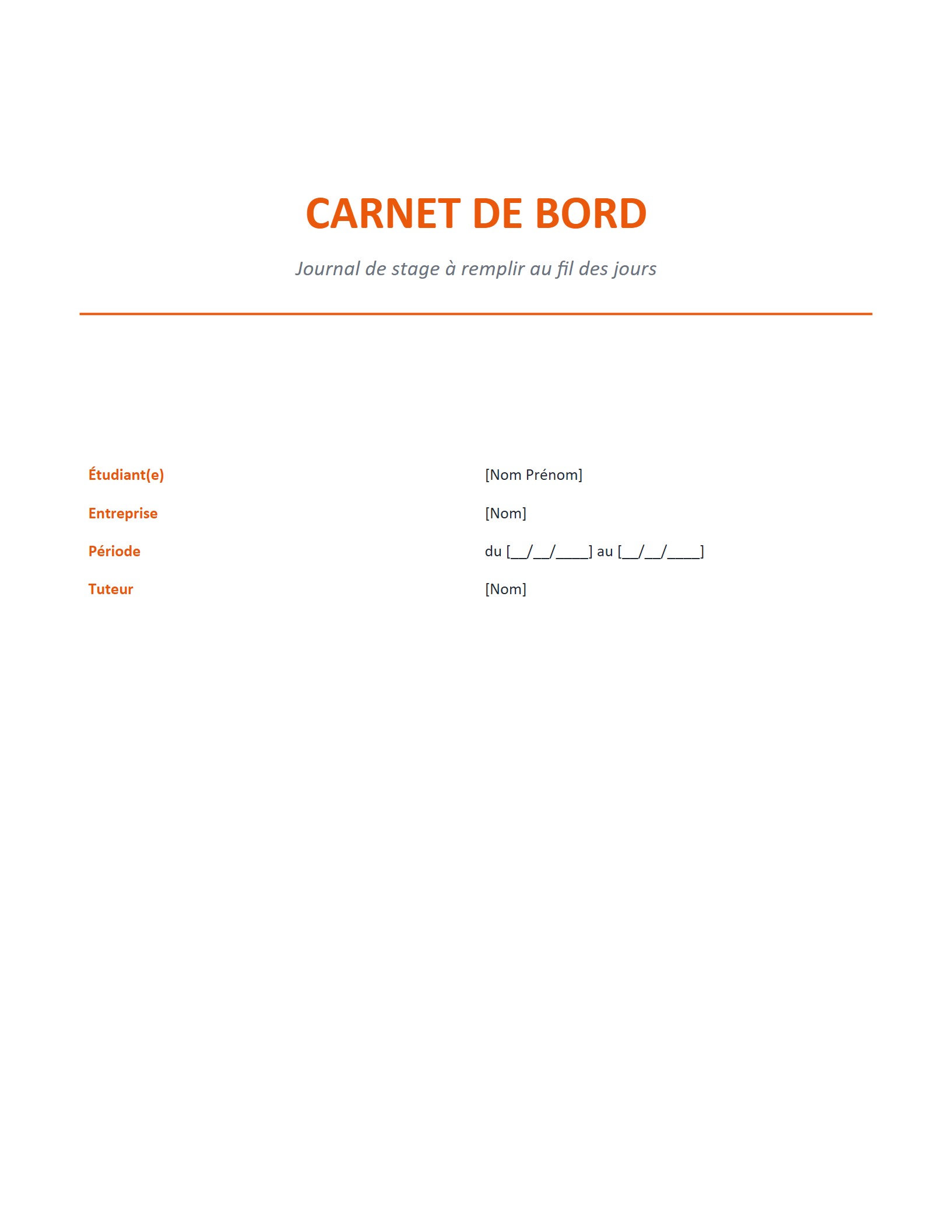 Aperçu — Carnet de bord de stage